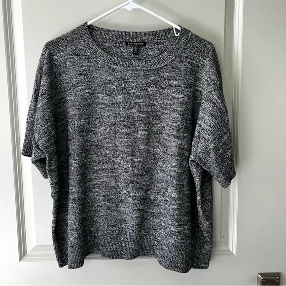 Eileen Fisher Organic Cotton Sweater Short Sleeve Slub Top - Picture 1 of 8